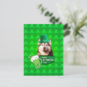 Schattige Siberisch Husky Dog Pet St. Patrick's Da Briefkaart (Staand voorkant)