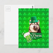 Schattige Siberisch Husky Dog Pet St. Patrick's Da Briefkaart (Voorkant / Achterkant)