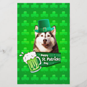 Schattige Siberisch Husky Dog Pet St. Patrick's Da Briefpapier