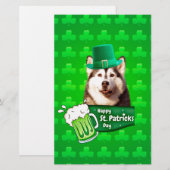 Schattige Siberisch Husky Dog Pet St. Patrick's Da Briefpapier (Voorkant / Achterkant)