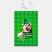 Schattige Siberisch Husky Dog Pet St. Patrick's Da Cadeaulabel (Voorkant)