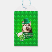 Schattige Siberisch Husky Dog Pet St. Patrick's Da Cadeaulabel (Achterkant)