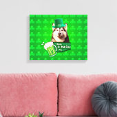 Schattige Siberisch Husky Dog Pet St. Patrick's Da Canvas Afdruk (Insitu (Woonkamer))