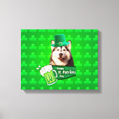 Schattige Siberisch Husky Dog Pet St. Patrick's Da Canvas Afdruk (Voorkant)