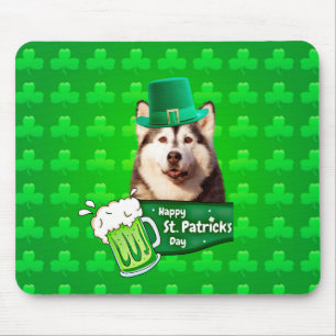 Schattige Siberisch Husky Dog Pet St. Patrick's Da Muismat