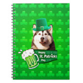 Schattige Siberisch Husky Dog Pet St. Patrick's Da Notitieboek (Voorkant)