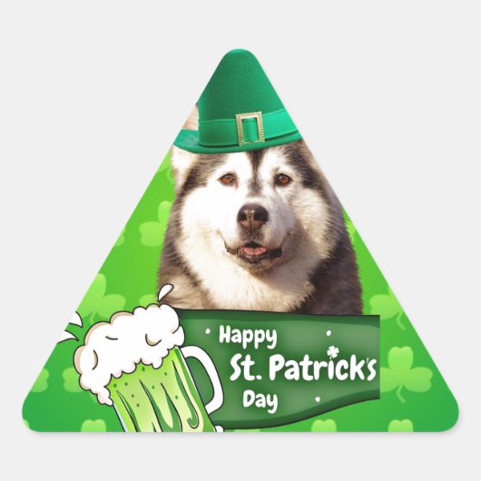 Schattige Siberisch Husky Dog Pet St. Patrick's Da Sticker (Voorkant)