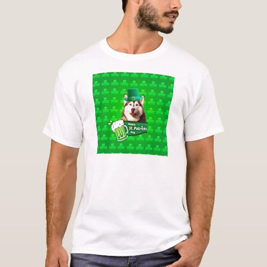 Schattige Siberisch Husky Dog Pet St. Patrick's Da T-shirt (Voorkant)