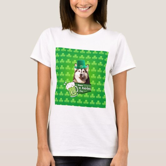 Schattige Siberisch Husky Dog Pet St. Patrick's Da T-shirt (Voorkant)