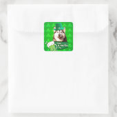 Schattige Siberisch Husky Dog Pet St. Patrick's Da Vierkante Sticker (Tas)