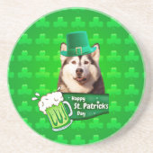 Schattige Siberisch Husky Dog Pet St. Patrick's Da Zandsteen Onderzetter (Voorkant)