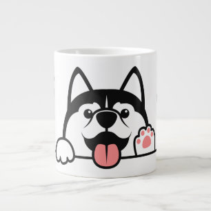 Schattige Siberische Husky aangepaste naam & tekst Grote Koffiekop