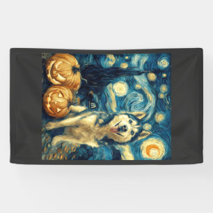 Schattige Siberische Husky Hond Halloween Jack O L Spandoek