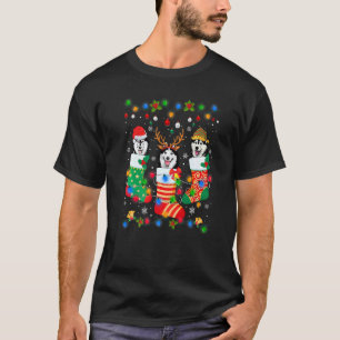 Schattige Siberische Husky Hond Puppy Kerst Soks K T-shirt