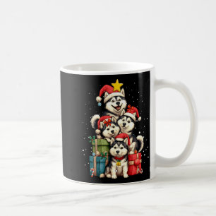 Schattige Siberische Husky Le Hond Kerstboom Kerst Koffiemok