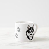 Schattige Siberische Husky Pup Espresso Kop (Voorkant rechts)