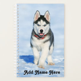 Schattige Siberische Husky Puppy in de sneeuw Planner