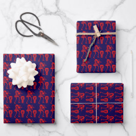 Schattige silhouet, Happy Dance Blue Inpakpapier Vel