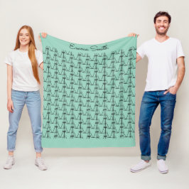 Schattige silhouet Kokospalmen Patroon Zacht Blauw Fleece Deken
