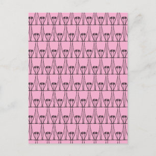 Schattige silhouet kokospalmen roze feestdagenkaart