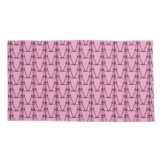 Schattige silhouet mini kokospalmen patroon roze kussensloop (Achterkant-Links)