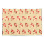 Schattige silhouet, vrolijke dans, ivoor en rood kussensloop (Achterkant-Rechts)