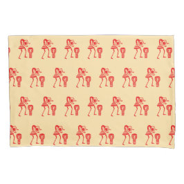 Schattige silhouet, vrolijke dans, ivoor en rood kussensloop