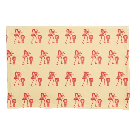 Schattige silhouet, vrolijke dans, ivoor en rood kussensloop (Voorkant-Links)