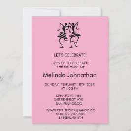 Schattige, silhouetfeest, verjaardagsuitnodiging kaart