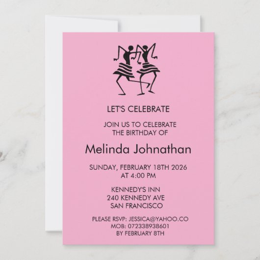 Schattige, silhouetfeest, verjaardagsuitnodiging kaart (Voorkant)