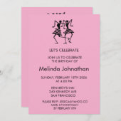 Schattige, silhouetfeest, verjaardagsuitnodiging kaart (Voorkant / Achterkant)