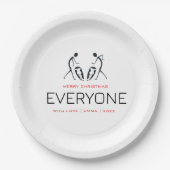 Schattige, Silhouette Kokospalmen Patroon Kerst Papieren Bordje (Voorkant)