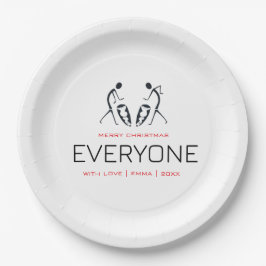 Schattige, Silhouette Kokospalmen Patroon Kerst Papieren Bordje