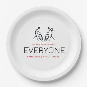 Schattige, Silhouette Kokospalmen Patroon Kerst Papieren Bordje