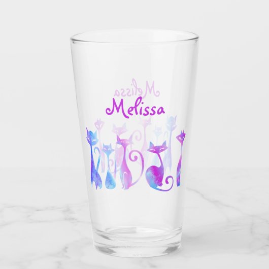 Schattige silhouetten van katten glas (Voorkant)