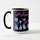 Schattige Silhouetten Van Katten Mok (Links)