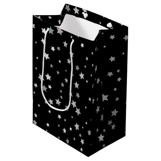 Schattige Silver Stars patroon | Elke achtergrondk Medium Cadeauzakje (Voorkant Gekanteld)