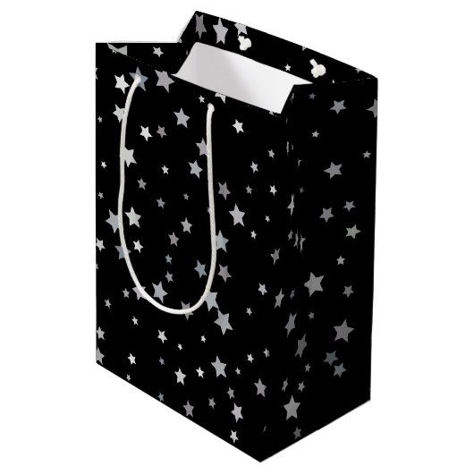 Schattige Silver Stars patroon | Elke achtergrondk Medium Cadeauzakje (Achterkant Gekanteld)