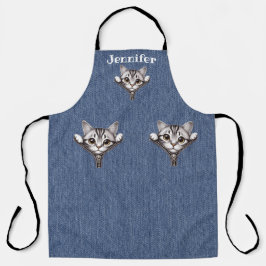 Schattige Silver Tabby Cat All-Over Print Schort