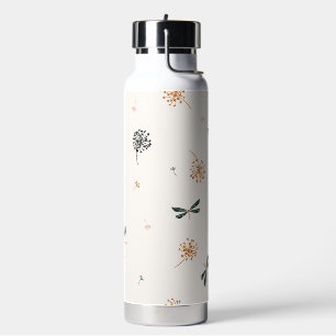 Schattige simpele libellen en bloemen waterfles