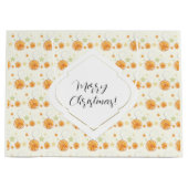 Schattige Sinaasappel Beige Kerst Waterverf Patroo Groot Cadeauzakje (Voorkant)