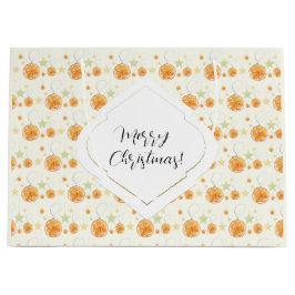 Schattige Sinaasappel Beige Kerst Waterverf Patroo Groot Cadeauzakje