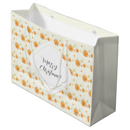 Schattige Sinaasappel Beige Kerst Waterverf Patroo Groot Cadeauzakje
