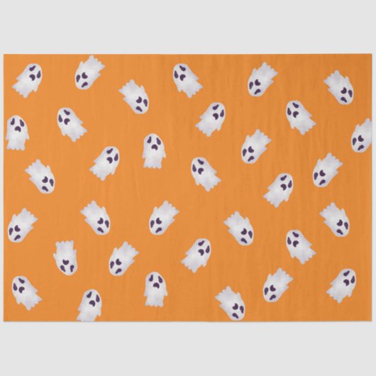 Schattige Sinaasappel & Black Spooky Ghost Hallowe Tissuepapier (Voorkant)