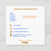 Schattige Sinaasappel & Blauw Professionele schoon Vierkante Visitekaartje (Achterkant)