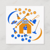 Schattige Sinaasappel & Blauw Professionele schoon Vierkante Visitekaartje (Voorkant)