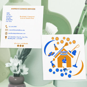 Schattige Sinaasappel & Blauw Professionele schoon Vierkante Visitekaartje