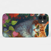 Schattige Sinaasappel Cat in Flowers Case-Mate iPhone Case (Achterkant (horizontaal))