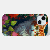 Schattige Sinaasappel Cat in Flowers Case-Mate iPhone Case (Achterkant (horizontaal))