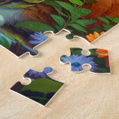 Schattige Sinaasappel Cat in Flowers Legpuzzel (Zijkant)